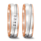 Alliance Or rouge 18K, Or blanc 18K Diamant 0.10 ct, 5 Pierres, w-si