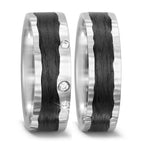 Alliance Or blanc 14K, Carbone