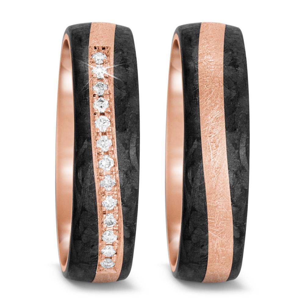 Alliance Or rose 14K, Carbone