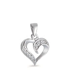 Pendentif Argent Zircone Rhodié Coeur