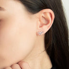 Clous d'oreilles Argent Zircone Rhodié Feuille