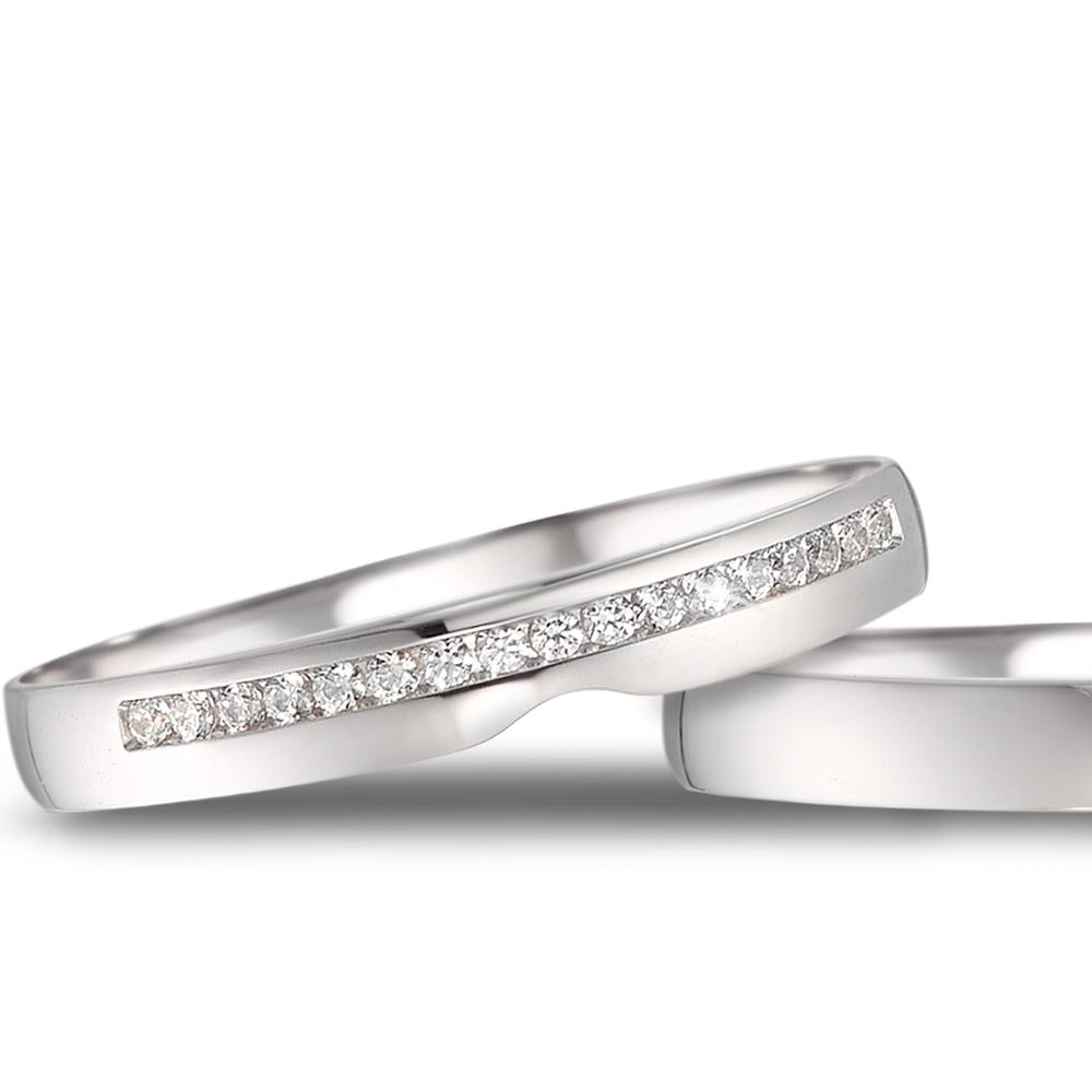Alliance Or blanc 18K Diamant 0.085 ct, 17 Pierres, tw-vsi