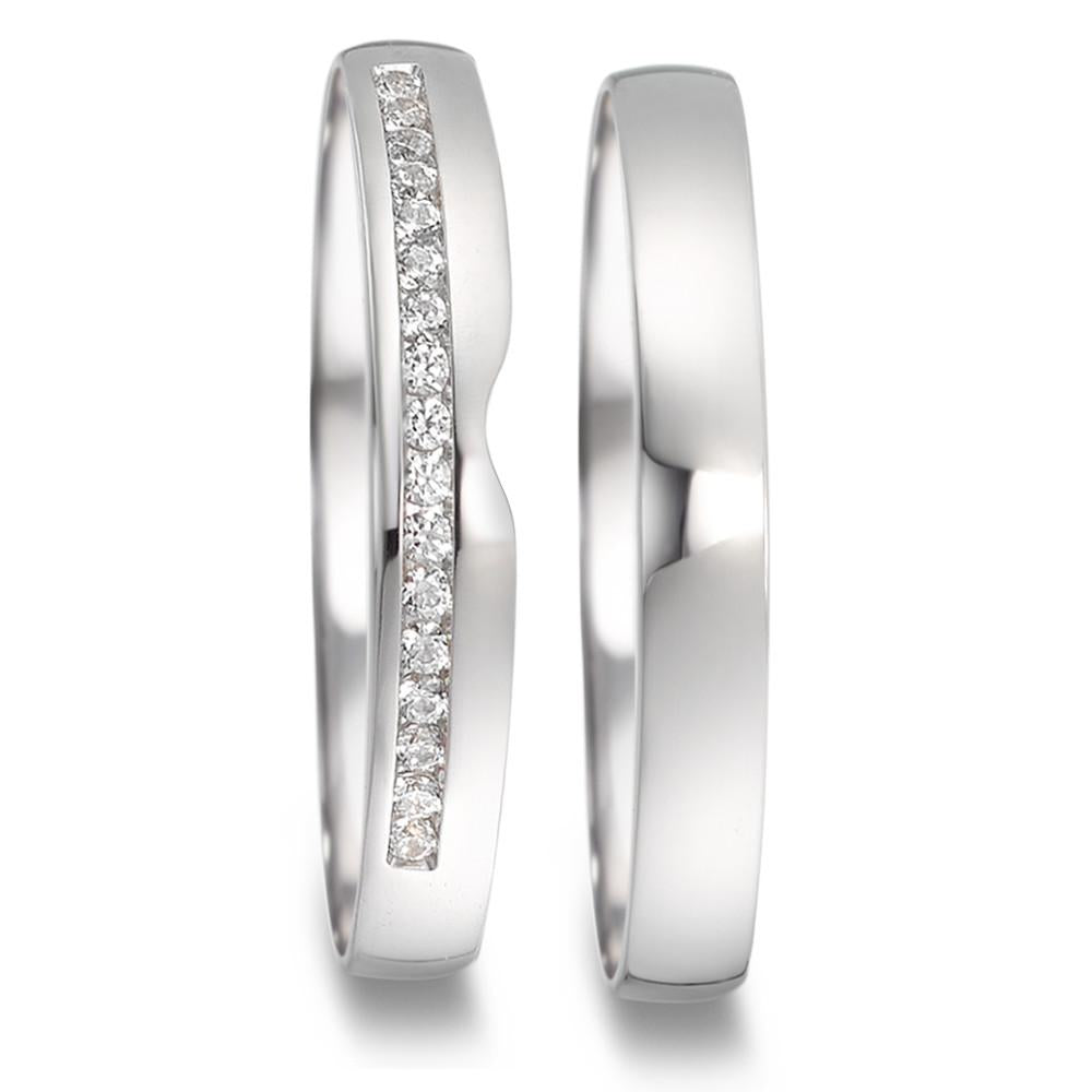 Alliance Or blanc 18K Diamant 0.085 ct, 17 Pierres, tw-vsi