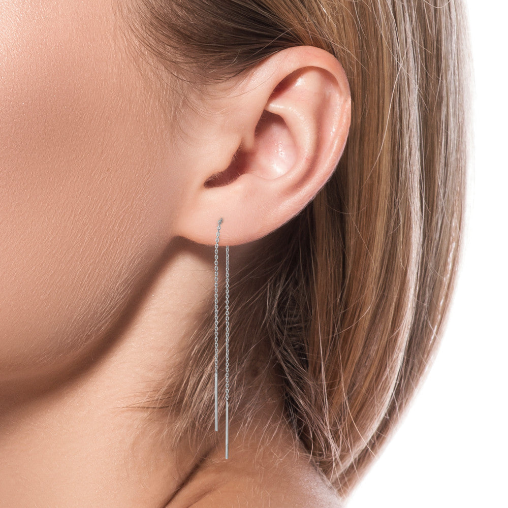 Boucles d'oreilles pendantes Argent Rhodié 15 cm