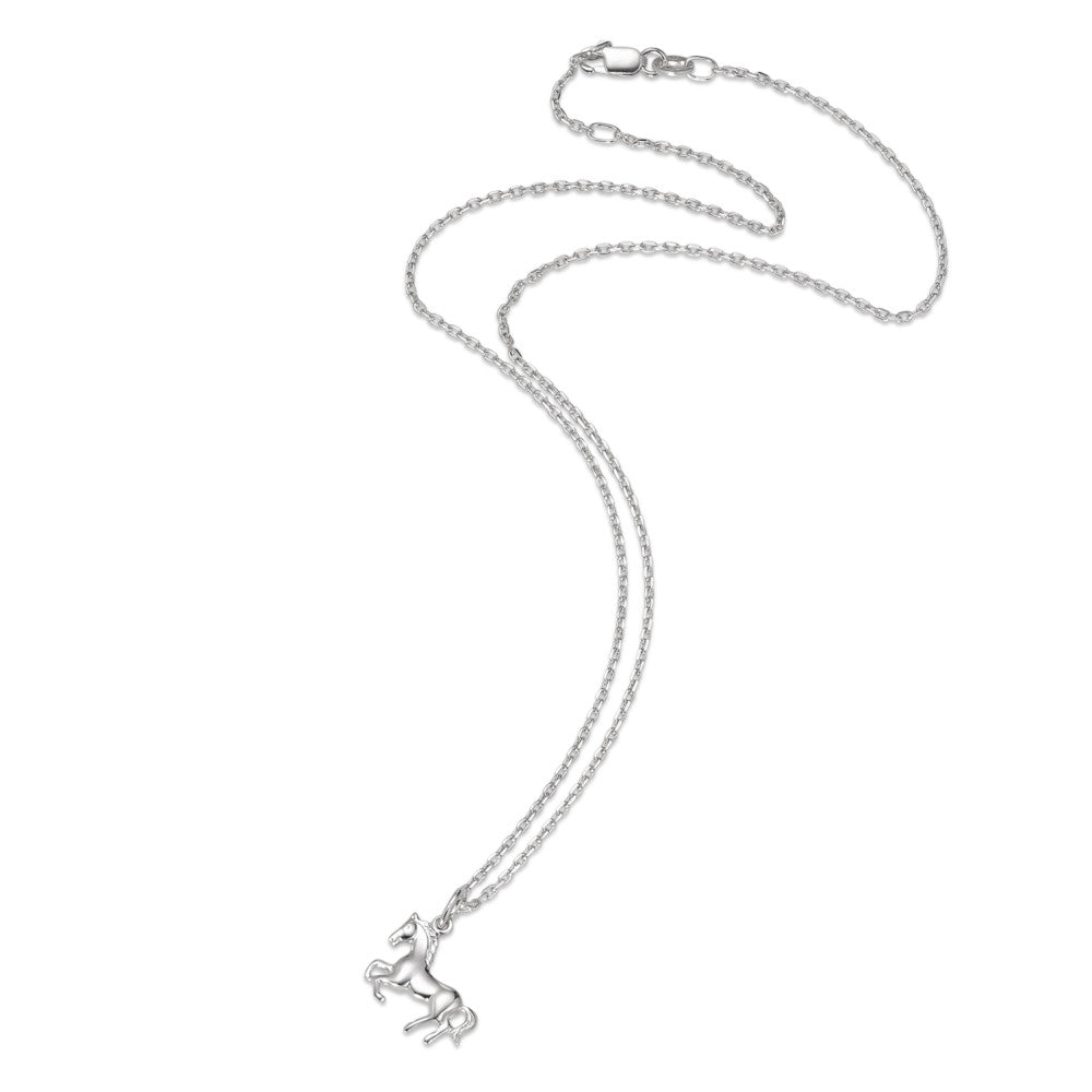 Chaînette avec pendentif Argent Rhodié Cheval 38-40 cm