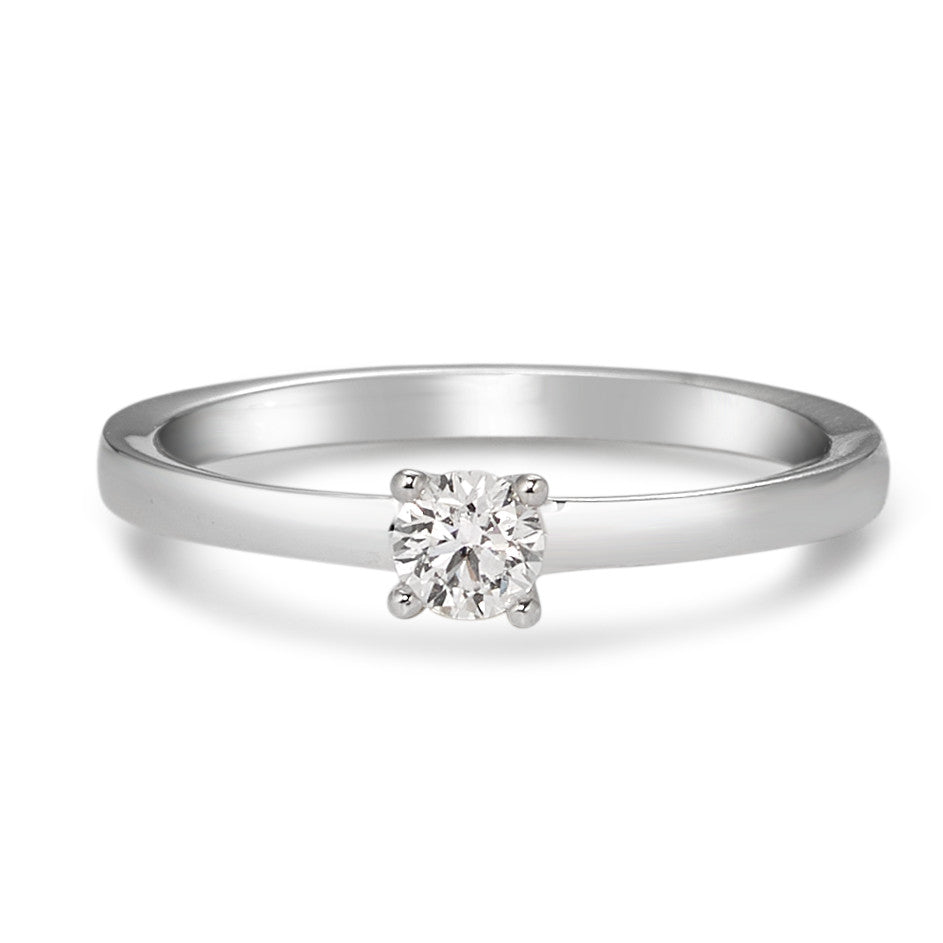 Bague solitaire Or blanc 18K Diamant blanc, 0.20 ct, brillant, w-si