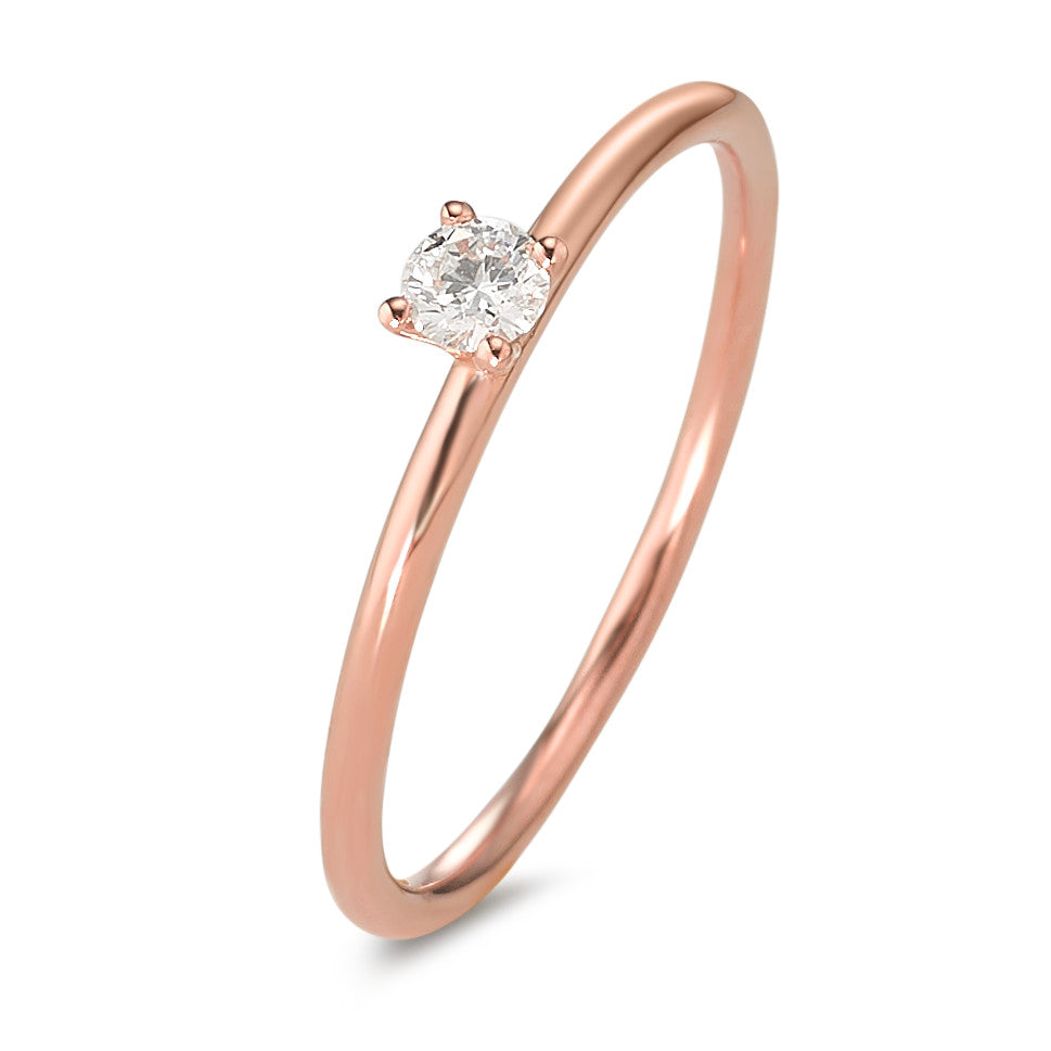 Bague solitaire Or rouge 750/18 K Diamant 0.10 ct, w-si
