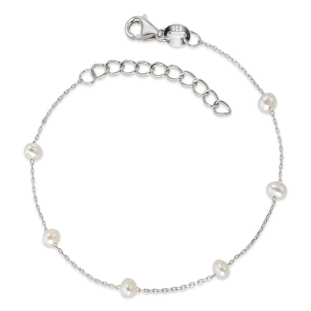 Bracelet Argent Rhodié perle d'eau douce 15-18 cm