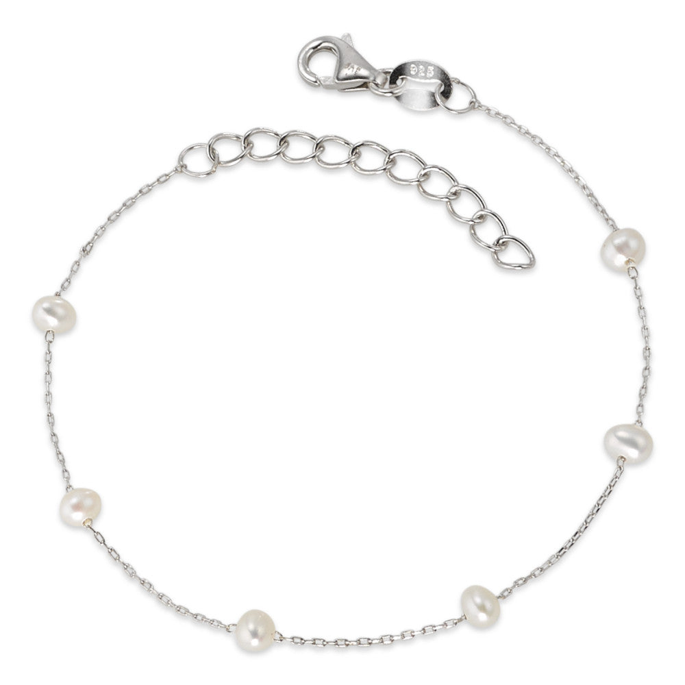 Bracelet Argent Rhodié perle d'eau douce 15-18 cm