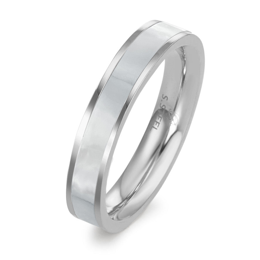 Bague à superposer Acier inoxydable nacre blanc