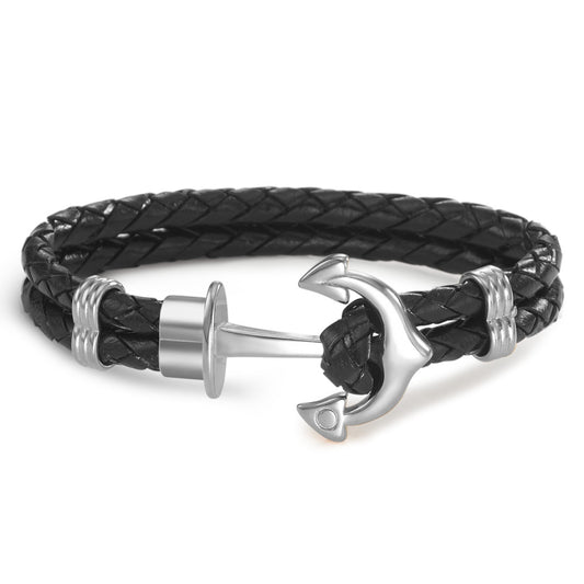 Bracelet Cuir, Acier inoxydable Ancre 21.5 cm
