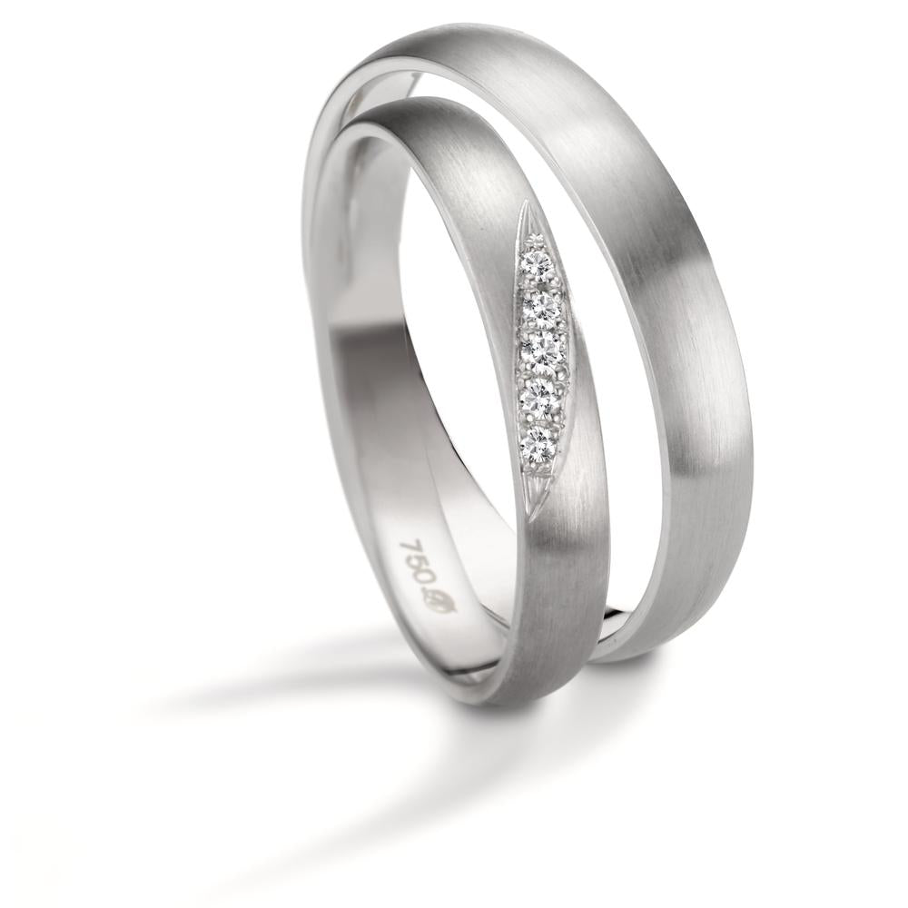 Alliance Or blanc 18K Diamant 0.036 ct, 5 Pierres, tw-vsi