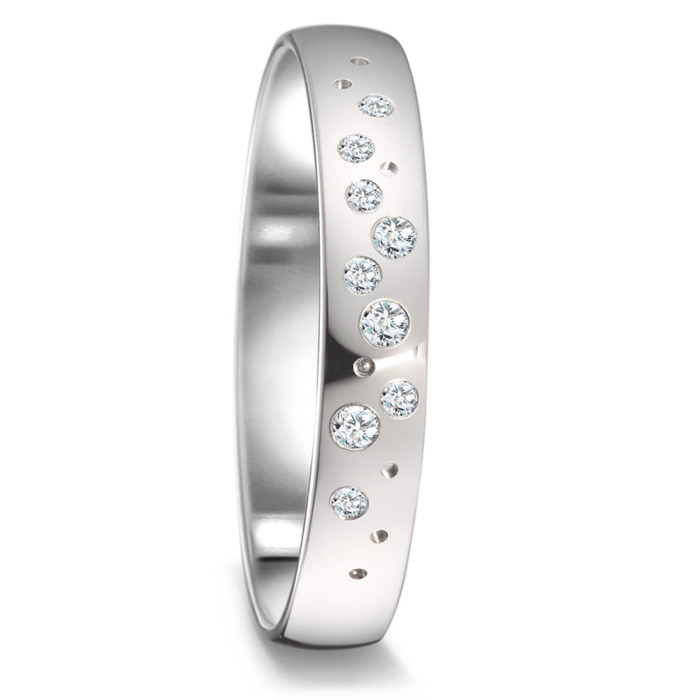 Alliance Or blanc 18K Diamant 0.087 ct, 9 Pierres, tw-si