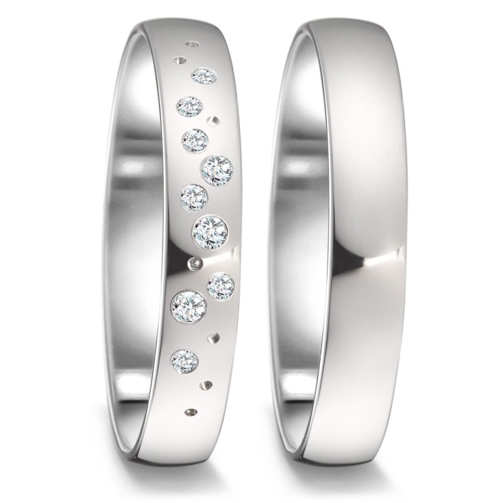 Alliance Or blanc 18K Diamant 0.087 ct, 9 Pierres, tw-si