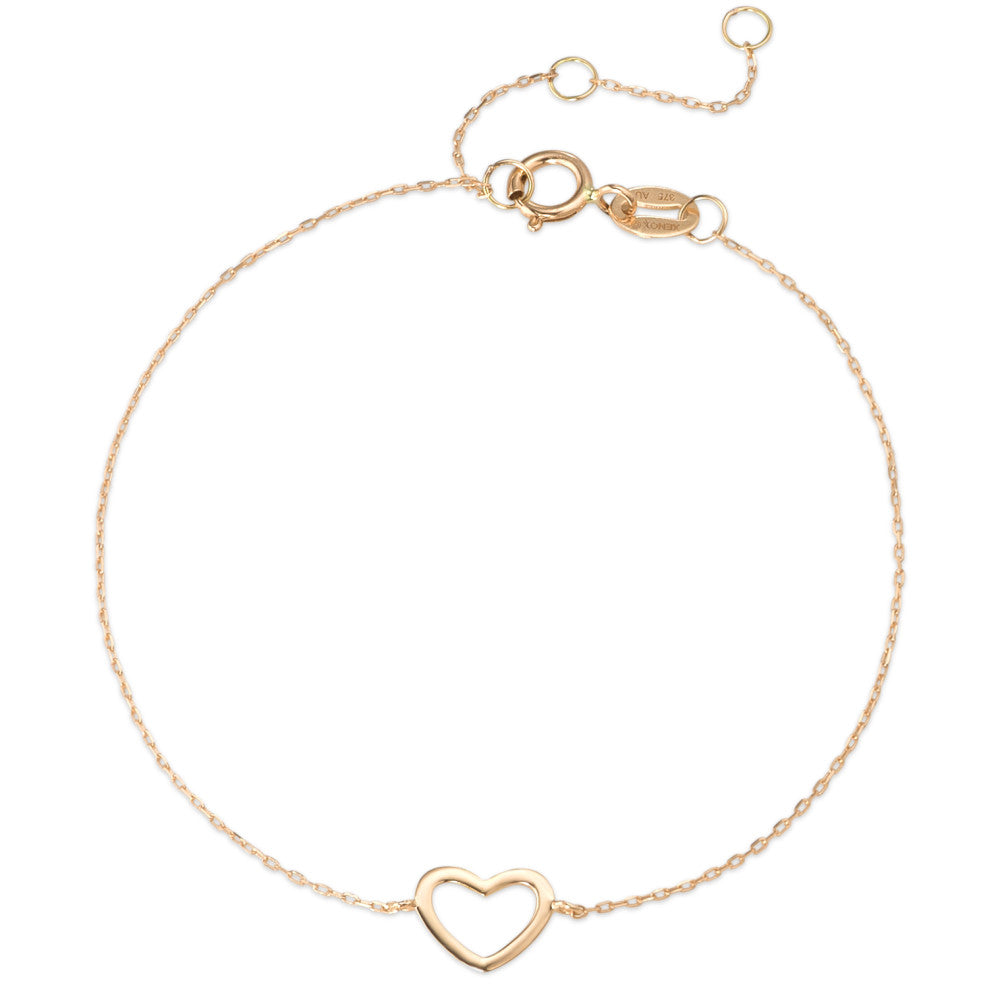 Bracelet Or jaune 375/9 K Coeur 15-18 cm