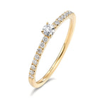 Bague solitaire Or jaune 18K Diamant 0.25 ct, 17 Pierres, w-si