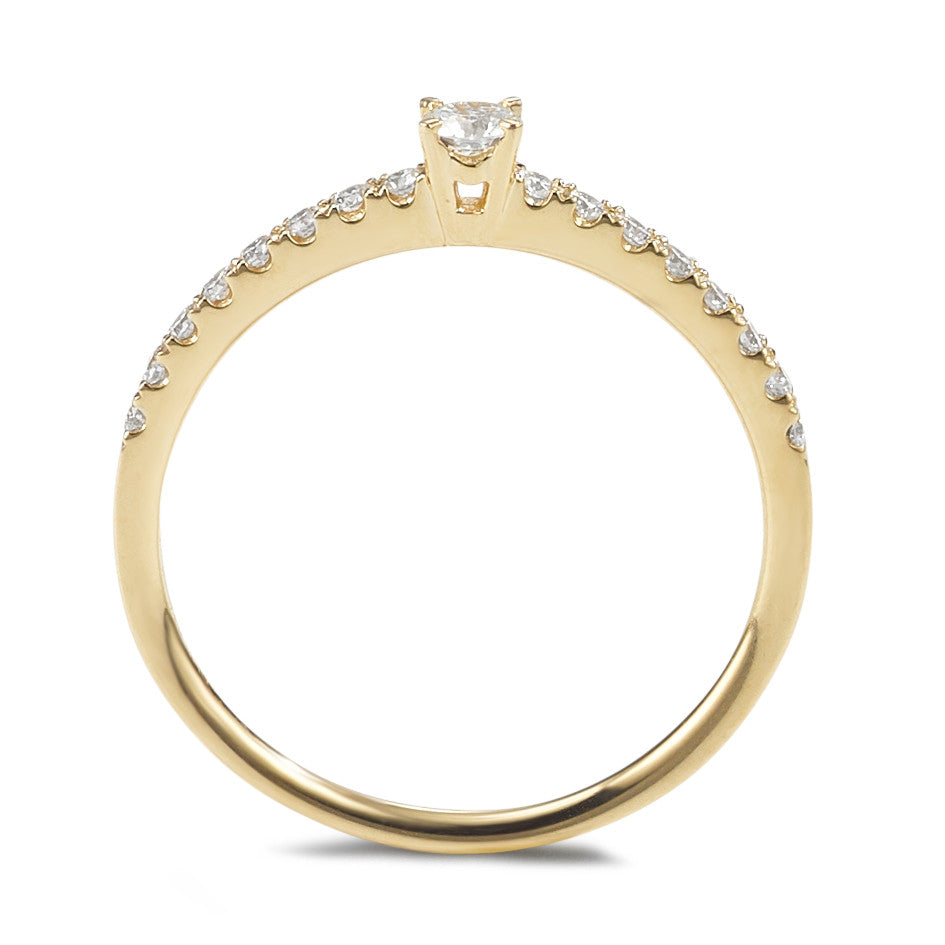 Bague solitaire Or jaune 18K Diamant 0.25 ct, 17 Pierres, w-si