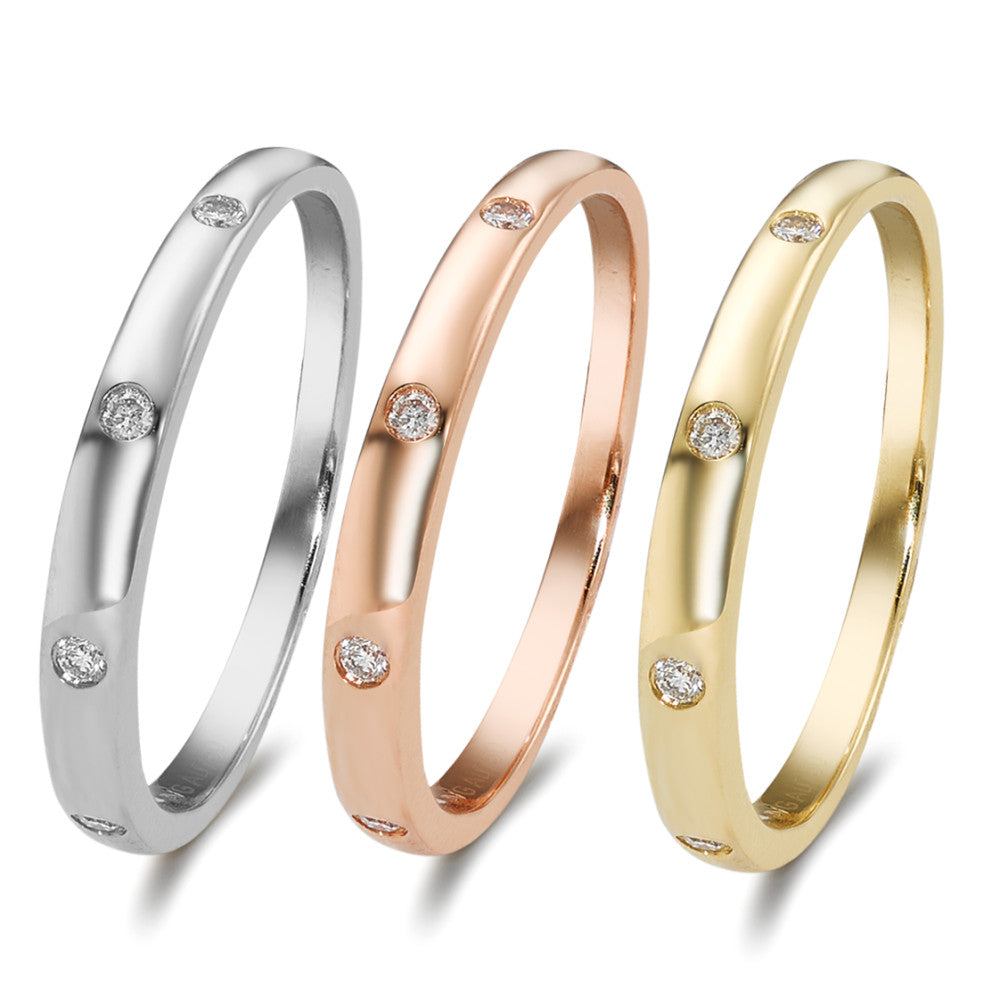 Bague à superposer Or blanc 18K, Or jaune 18K, Or rouge 18K Diamant 0.13 ct, 13 Pierres, w-si