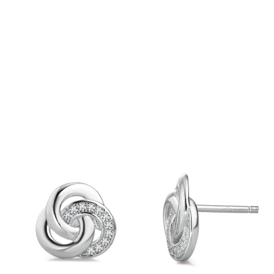 Clous d'oreilles Argent Zircone Rhodié Ø10 mm