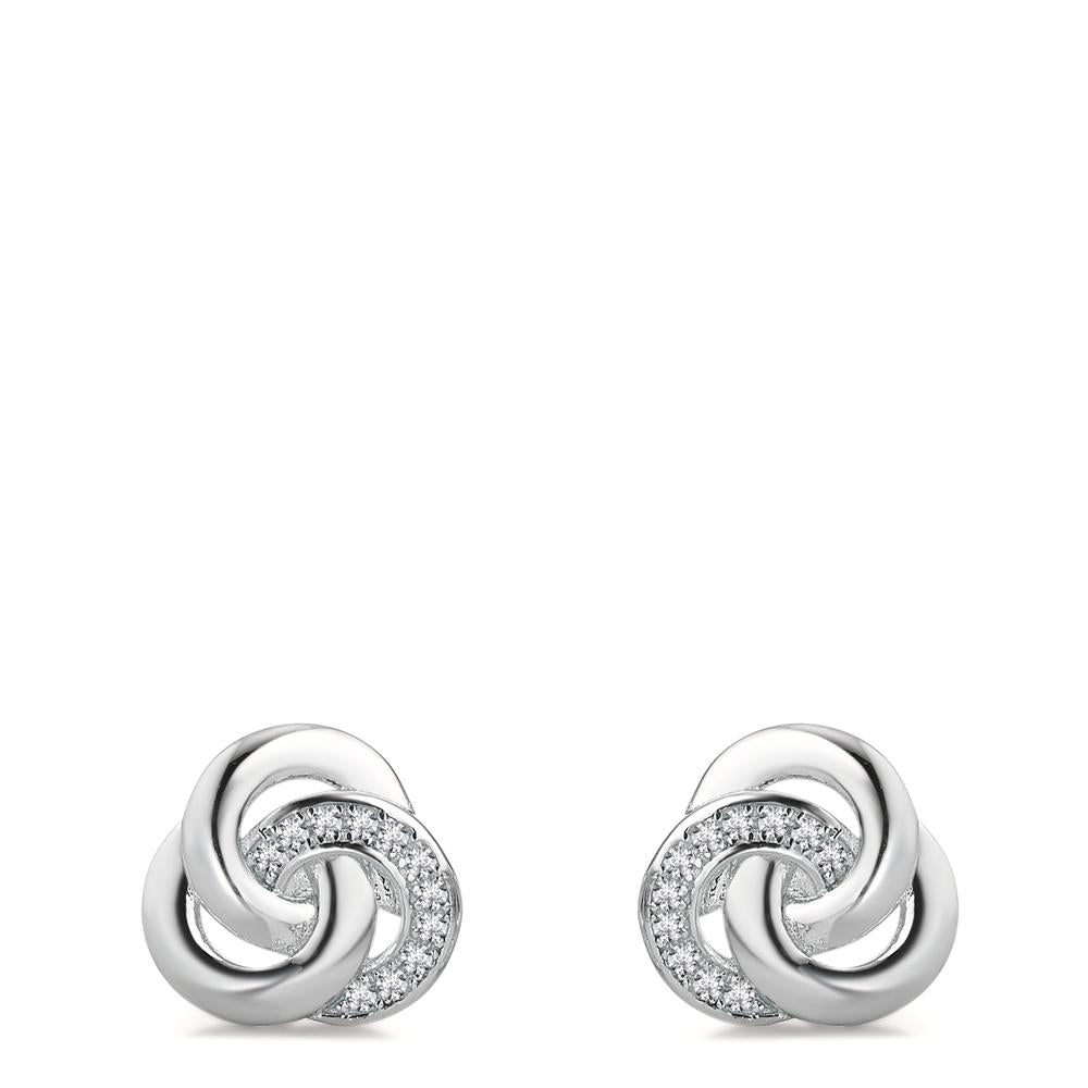 Clous d'oreilles Argent Zircone Rhodié Ø10 mm