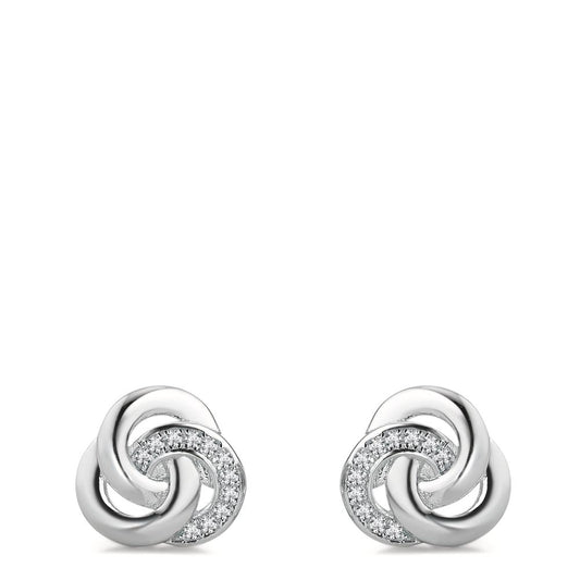 Clous d'oreilles Argent Zircone Rhodié Ø10 mm