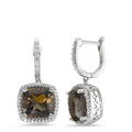 Pendant d'oreilles Or blanc 18K Quartz fumé 2 Pierres, Diamant blanc, 0.25 ct, 76 Pierres, w-pi3