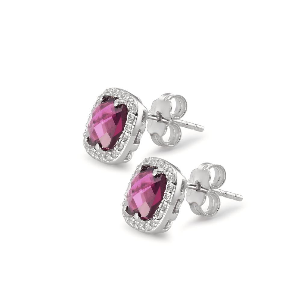 Clous d'oreilles Or blanc 18K Rhodolite Ø9 mm