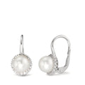 Pendant d'oreilles Or blanc 18K Diamant 0.36 ct, w-si perle d'eau douce blanc, 8 mm