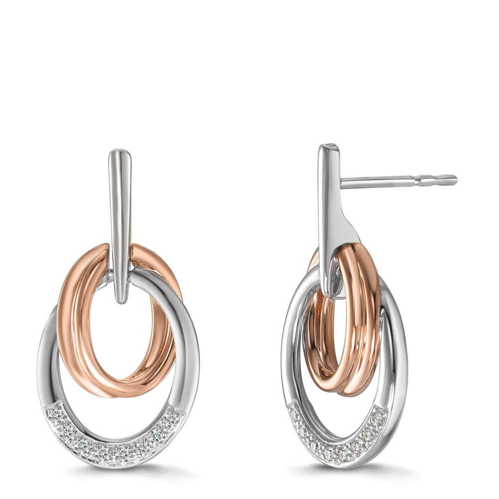 Pendant d'oreilles Or blanc 18K, Or rouge 18K Diamant 0.08 ct, 16 Pierres, w-si