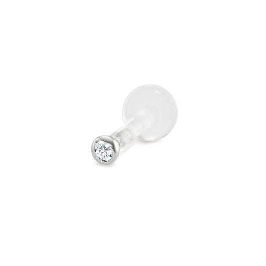 Piercing Labret Or blanc 750/18 K Diamant 0.015 ct, w-si Ø2 mm