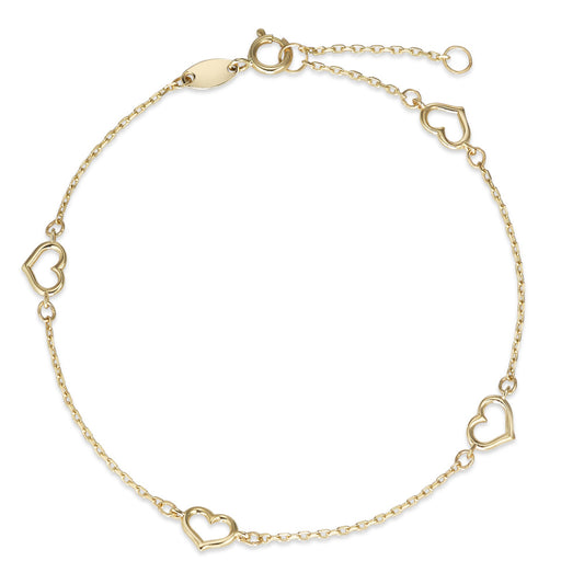 Bracelet Or jaune 585/14 K Coeur 16.5-18.5 cm