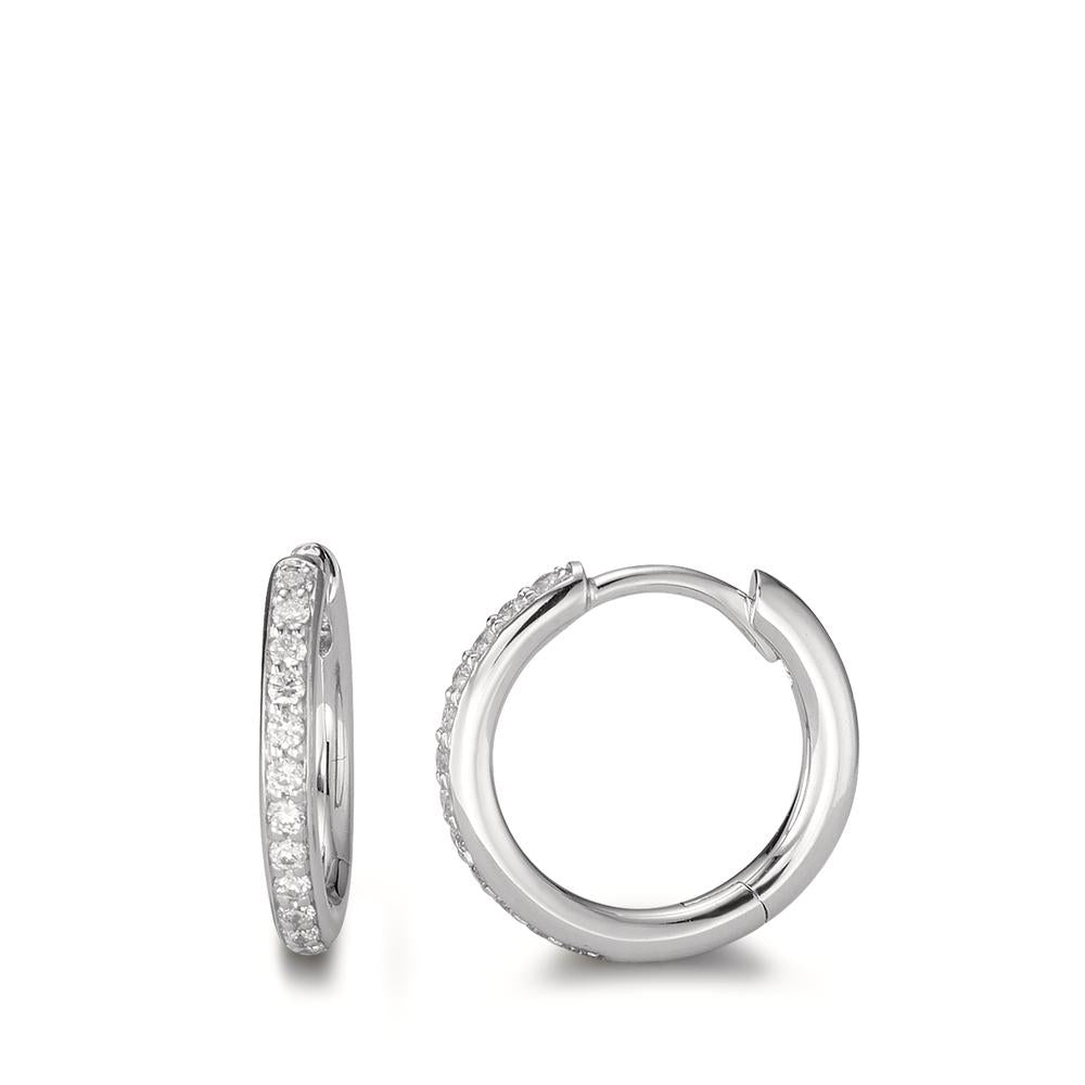 Créoles à charnières Or blanc 18K Diamant 0.16 ct, 24 Pierres, w-si