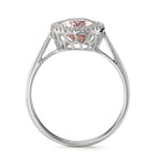 Bague Or blanc 18K Morganite 1.45 ct, Diamant 0.09 ct, 32 Pierres, brillant, w-si