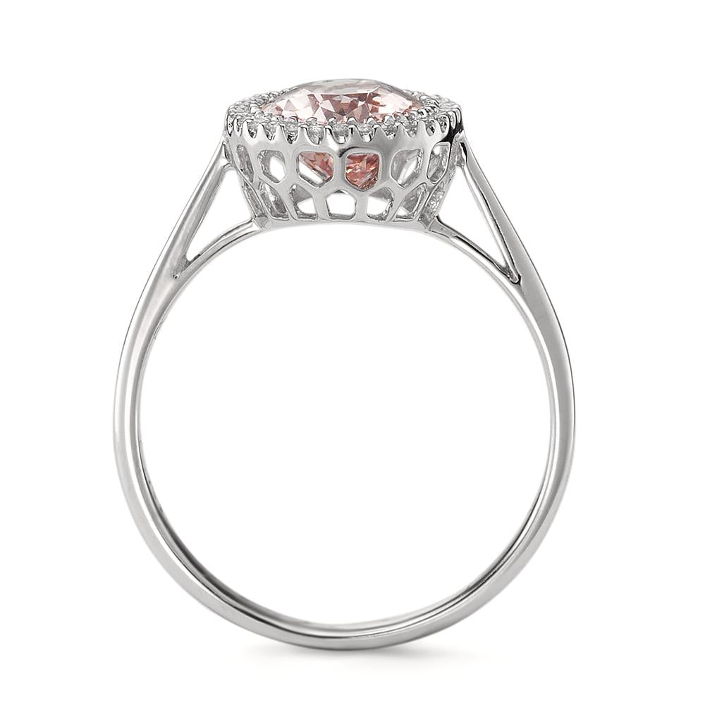 Bague Or blanc 18K Morganite, Diamant 0.09 ct, 32 Pierres, brillant, w-si