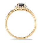Bague Or jaune 18K Tourmaline, Diamant 0.11 ct, 16 Pierres, brillant, w-si