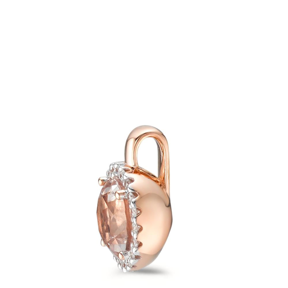 Pendentif Or rouge 18K Morganite, Diamant 0.10 ct, 20 Pierres, brillant, w-si Ø9.5 mm