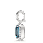 Pendentif Or blanc 18K Topaze London Blue w-si, Diamant 0.14 ct, 28 Pierres, brillant, w-si