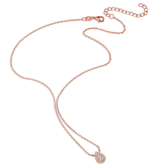 Collier Argent Zircone rosé Plaqué or 39-44 cm