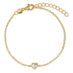 Bracelet Argent Zircone jaune Plaqué or Coeur