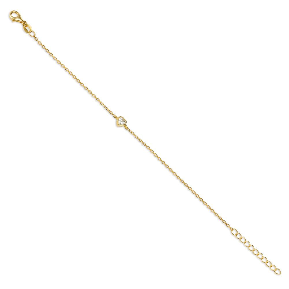 Bracelet Argent Zircone jaune Plaqué or Coeur 16-19 cm