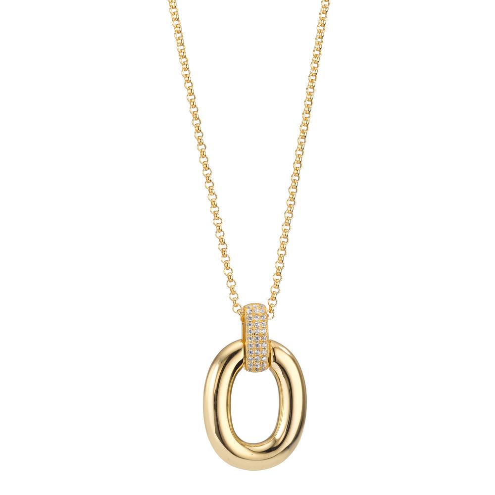 Chaînette avec pendentif Argent Zircone 33 Pierres jaune Plaqué or 40-45 cm