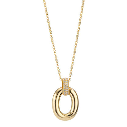 Chaînette avec pendentif Argent Zircone 33 Pierres jaune Plaqué or 40-45 cm
