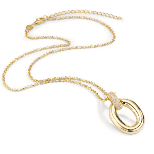 Chaînette avec pendentif Argent Zircone 33 Pierres jaune Plaqué or 40-45 cm