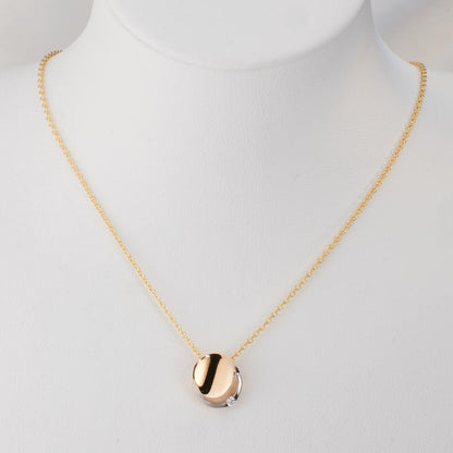 Pendentif Or jaune 9K Zircone Bicolore Ø10 mm