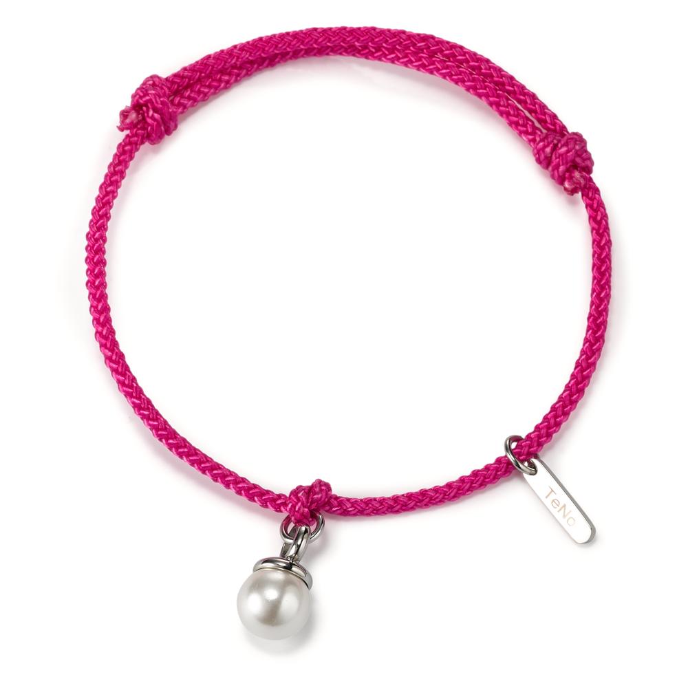 Bracelet Tissu, Acier inoxydable perle de culture 16-21 cm Ø7 mm