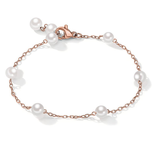 Bracelet Acier inoxydable rosé PVD perle de culture 17-18.5 cm