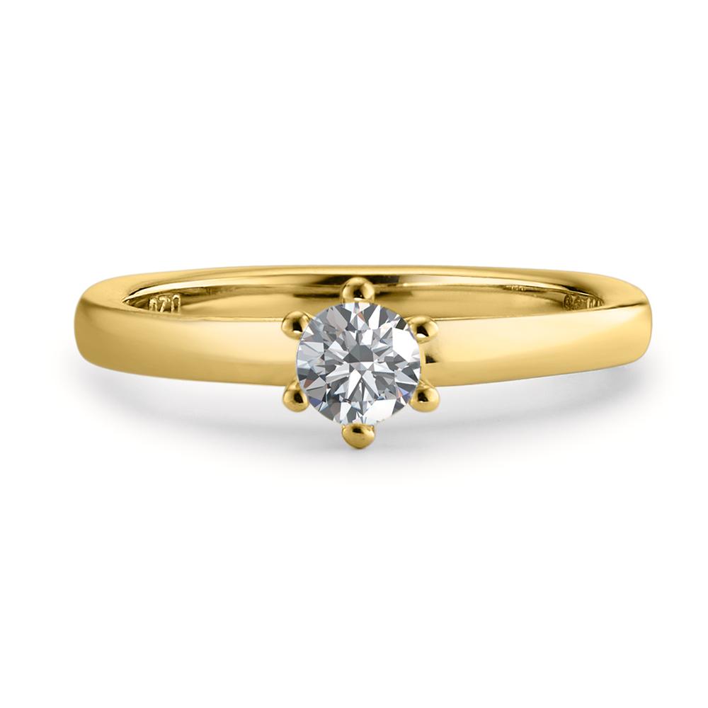 Bague solitaire Or jaune 18K Diamant blanc, 0.20 ct, brillant, w-si