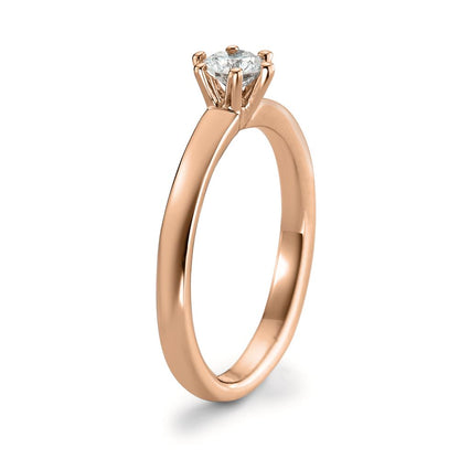 Bague solitaire Or rouge 18K Diamant blanc, 0.20 ct, brillant, w-si
