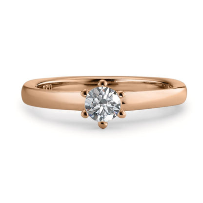 Bague solitaire Or rouge 18K Diamant blanc, 0.20 ct, brillant, w-si