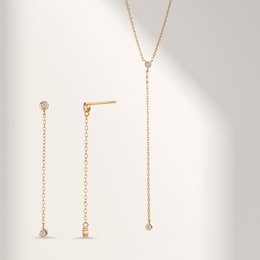 Collier Bronze Zircone 2 Pierres Plaqué or 40-45 cm